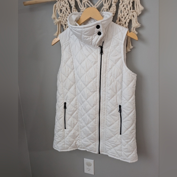 Andrew Marc vest Small White Quilted Collared - Picture 2 of 5